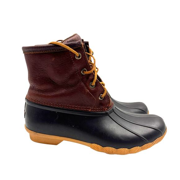 Sperry Womens Tan Dark Brown Saltwater Outdoor Waterproof Duck Boots Sz 7 - Picture 1 of 14